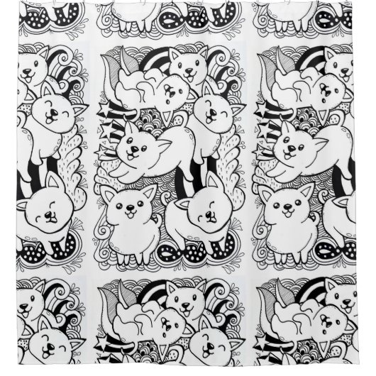 可愛い小さなモンスタースワーカーテン シャワーカーテン (正面)