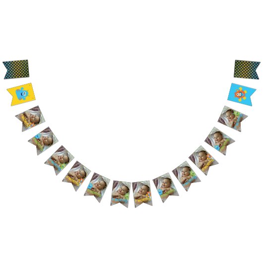 可愛い小さなモンスター月例写真誕生日 バンティングフラッグ (全)