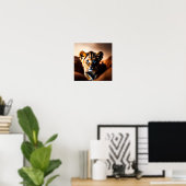 可愛い小さなライオンの可愛い青い目 ポスター (ホームオフィス)