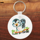 可愛い小さなレトロの生まれ鳥にバーディゴルファーの贈り物 キーホルダー (正面)