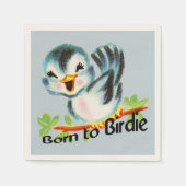 可愛い小さなレトロの生まれ鳥にバーディゴルファーの贈り物 スタンダードカクテルナプキン (正面)