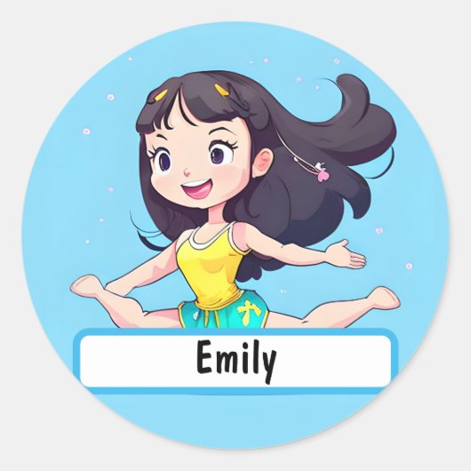 可愛い小さな体操選手のステッカスタムカー ラウンドシール (正面)