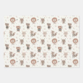 可愛い小さな動物と木の地色 ラッピングペーパーシート (正面)