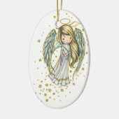可愛い小さな天使の星ファンタジーアート セラミックオーナメント (左)