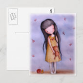 可愛い小さな女の子とテディベア葉書 ポストカード (正面/裏面)