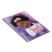 可愛い小さな女の子とピンクリボン – 水彩 ノートブック (右側)