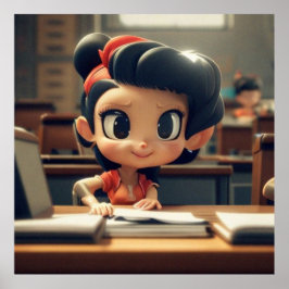 可愛い小さな女の子のクラスの女のモダン子 ポスター