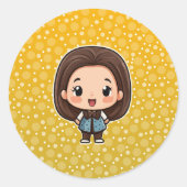 可愛い小さな女の子シール ラウンドシール (正面)