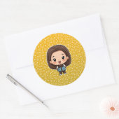 可愛い小さな女の子シール ラウンドシール (封筒)