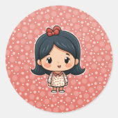 可愛い小さな女の子シール ラウンドシール (正面)