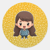 可愛い小さな女の子シール ラウンドシール (正面)