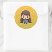 可愛い小さな女の子シール ラウンドシール (バッグ)