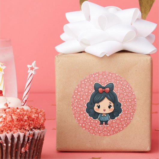 可愛い小さな女の子シール ラウンドシール (パーティー)