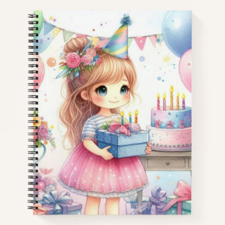 可愛い小さな女の子誕生日会スパイラルノート ノートブック