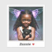 可愛い小さな妖精の女の子とテディベア シール (シート)