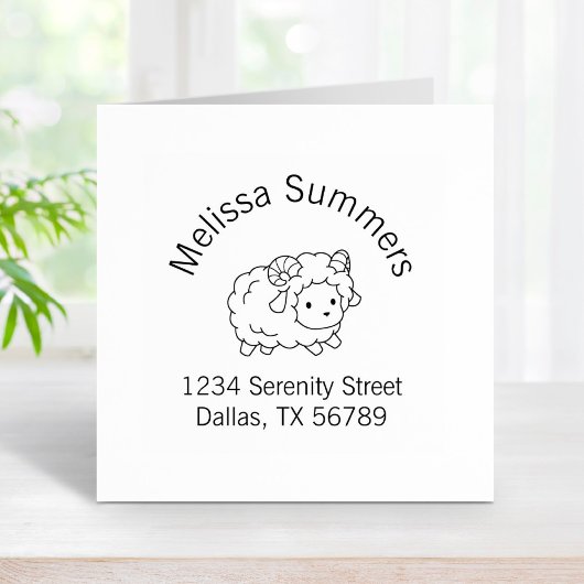 可愛い小さな羊のラム牡羊座のアーチアドレス ラバースタンプ