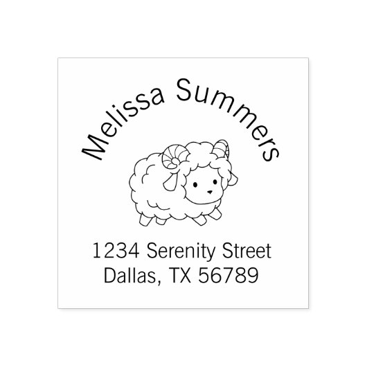 可愛い小さな羊のラム牡羊座のアーチアドレス ラバースタンプ (インプリント)