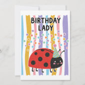 可愛い小さな誕生日の言葉遊びてんとう虫のグリーティング カード (正面)