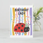 可愛い小さな誕生日の言葉遊びてんとう虫のグリーティング カード (スタンド正面)