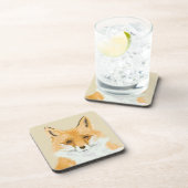 可愛い小さな赤いキツネ – ベージュの透明。 コースター (右側)