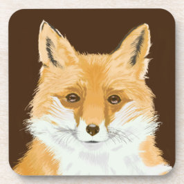 可愛い小さな赤いキツネ – 茶色に透明。 コースター