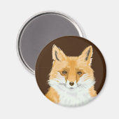 可愛い小さな赤いキツネ – 茶色に透明。 マグネット (正面/裏面)