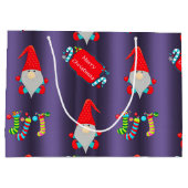 可愛い小人ブルークリスマス ラージペーパーバッグ (裏面)