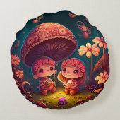 可愛い小人遊がキノコのPの下に ラウンドクッション (裏面)
