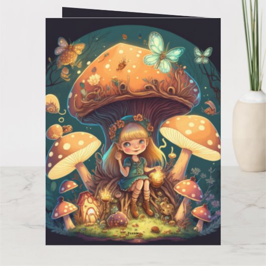 可愛い小人遊がキノコ カード (裏面)