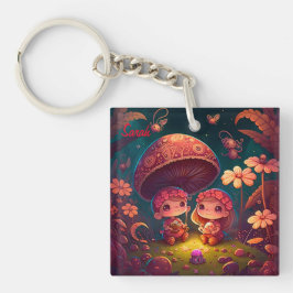 可愛い小人遊がキノコ キーホルダー