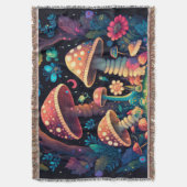 可愛い小人遊がキノコ スローブランケット (正面縦)