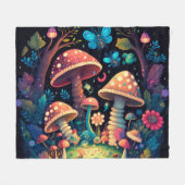 可愛い小人遊がキノコ フリースブランケット (正面(横))