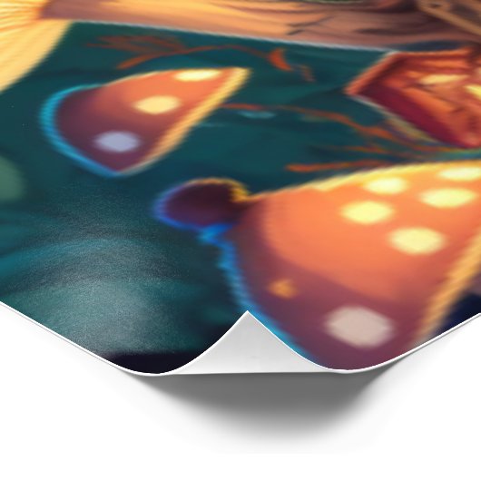 可愛い小人遊がキノコ ポスター (コーナー)