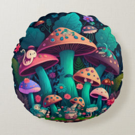 可愛い小人遊がキノコ ラウンドクッション