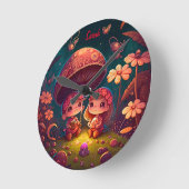 可愛い小人遊がキノコ ラウンド壁時計 (傾斜)