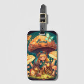 可愛い小人遊がキノコ ラゲッジタグ (正面縦)