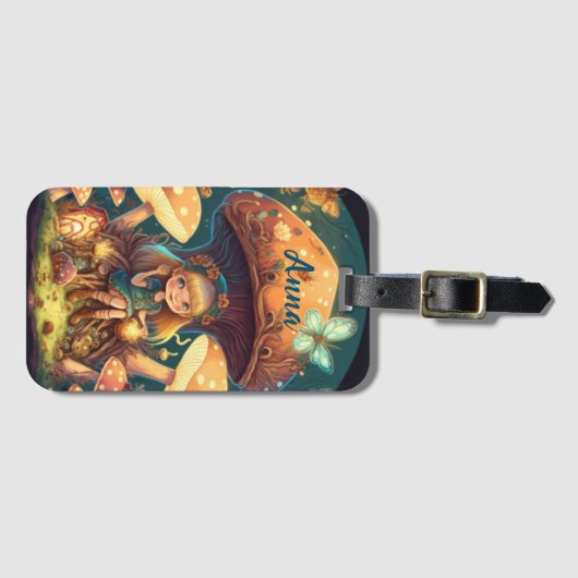 可愛い小人遊がキノコ ラゲッジタグ (正面横)