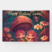 可愛い小人遊がキノコ 横断幕 (横)