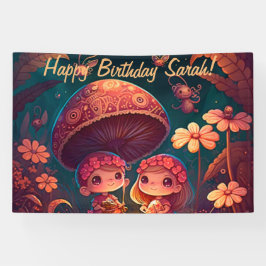 可愛い小人遊がキノコ 横断幕