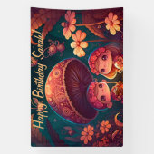 可愛い小人遊がキノコ 横断幕 (縦)