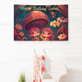 可愛い小人遊がキノコ 横断幕 (インサイチュ)