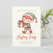 可愛い小妖精や小人がクリスマスプレゼントを置く 招待状 (スタンド正面)