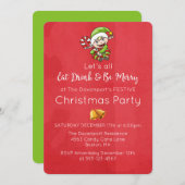 可愛い小妖精や小人とクリスマスカネクリスマス招待状 招待状 (正面/裏面)