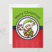 可愛い小妖精や小人とクリスマスカネリーメリークリスマス シーズンポストカード (正面/裏面)