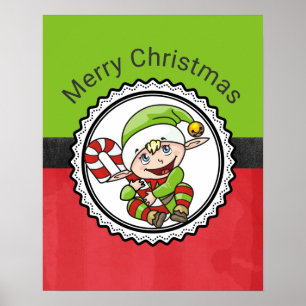 可愛い小妖精や小人とクリスマスカネリーメリークリスマス ポスター