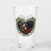 可愛い小妖精や小人の子どもフード付きグリーン タンブラーグラス (裏面)