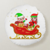可愛い小妖精や小人オンクリスマススイー ラウンドクッション (裏面)