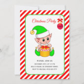 可愛い小妖精や小人オンレッド&ホワイトクリスマス 招待状 (正面)