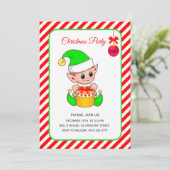 可愛い小妖精や小人オンレッド&ホワイトクリスマス 招待状 (スタンド正面)