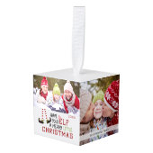 可愛い小妖精や小人メリーリトルクリスマス4写真 キューブオーナメント (正面アングル)